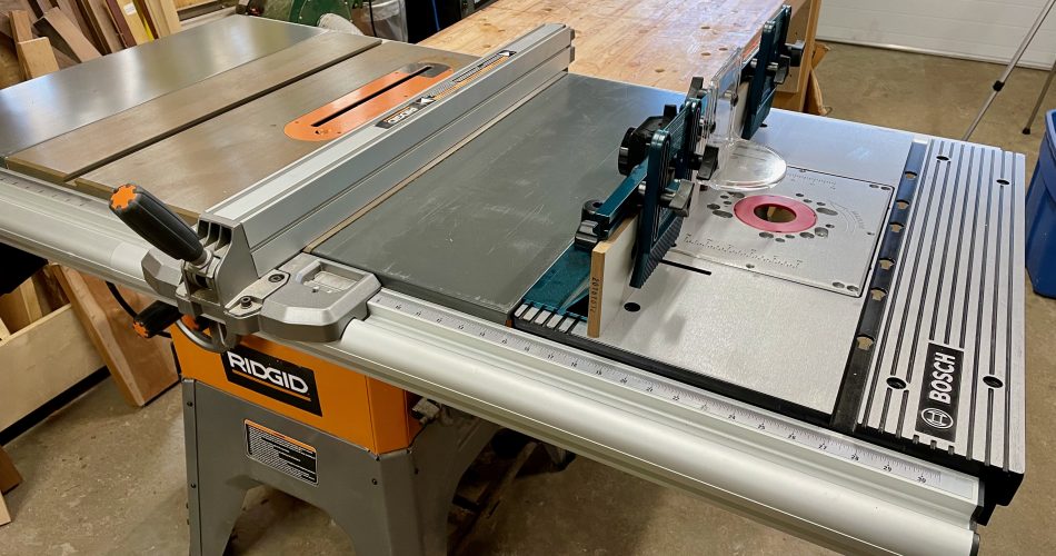 bosch router table in a ridgid table saw